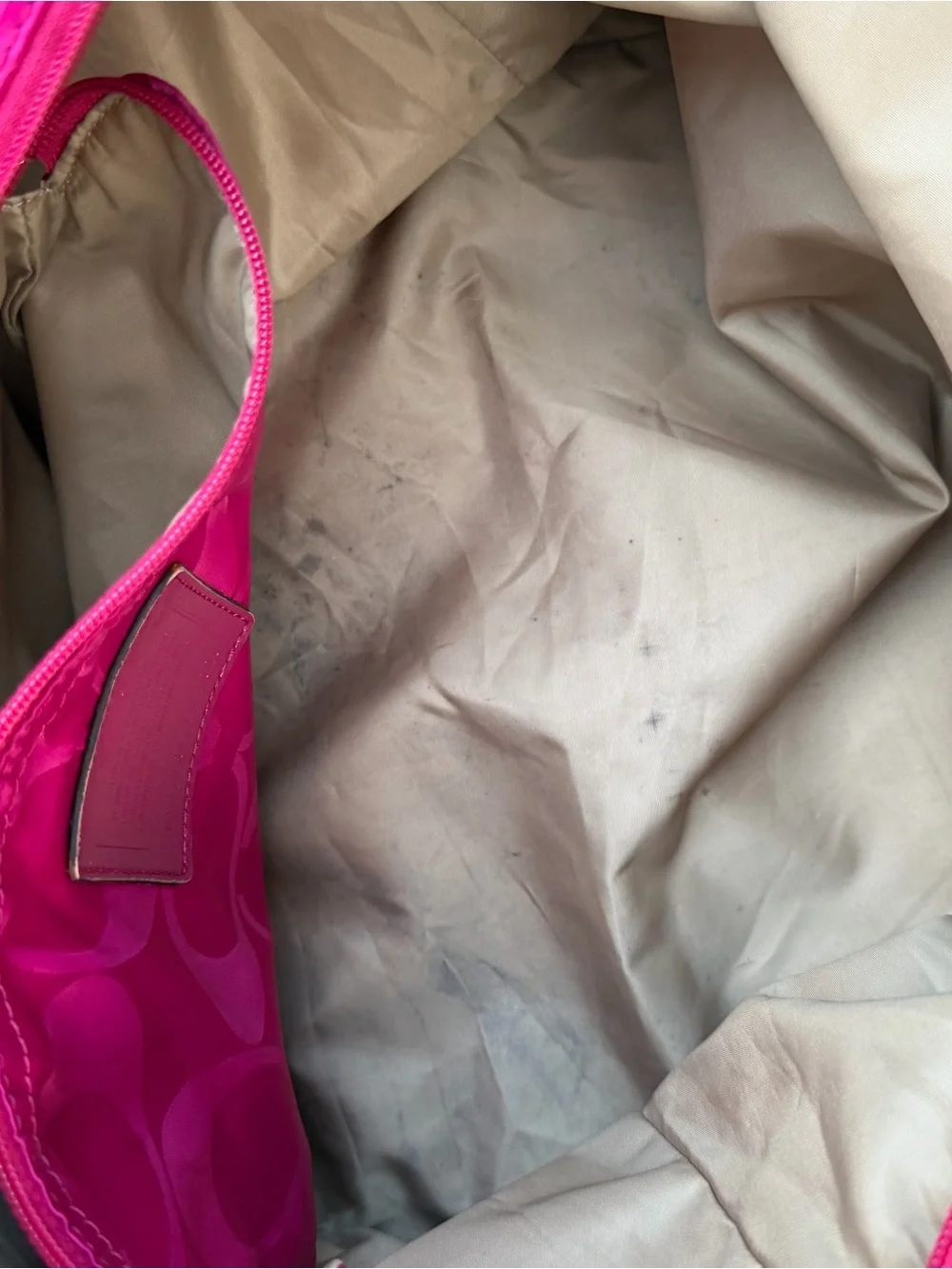 Coach Nylon Signature Tote in Fuchsia